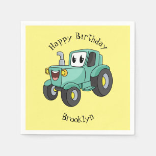 Niedlicher Happy Green Traktor Cartoon Serviette