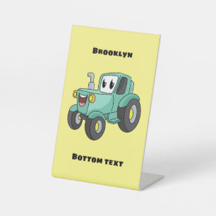Niedlicher Happy Green Traktor Cartoon Sockelschild