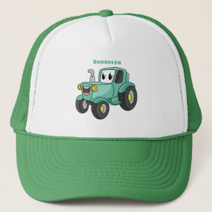 Niedlicher Happy Green Traktor Cartoon Truckerkappe