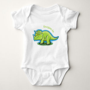 Niedlicher Happy Green Triceratops Dinosaurier Car Baby Strampler