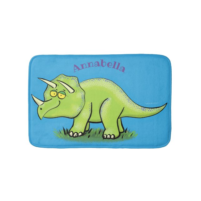 Niedlicher Happy Green Triceratops Dinosaurier Car Badematte (Vorderseite)