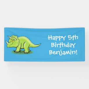 Niedlicher Happy Green Triceratops Dinosaurier Car Banner