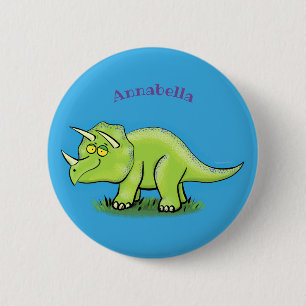 Niedlicher Happy Green Triceratops Dinosaurier Car Button