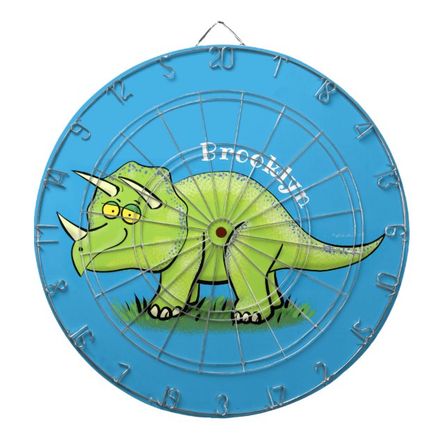 Niedlicher Happy Green Triceratops Dinosaurier Car Dartscheibe (vorne)