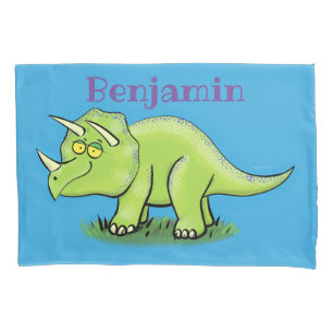 Niedlicher Happy Green Triceratops Dinosaurier Car Kissenbezug