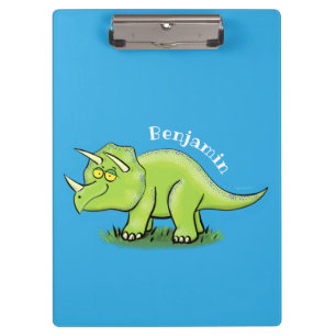 Niedlicher Happy Green Triceratops Dinosaurier Car Klemmbrett