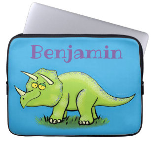 Niedlicher Happy Green Triceratops Dinosaurier Car Laptopschutzhülle