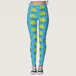 Niedlicher Happy Green Triceratops Dinosaurier Car Leggings