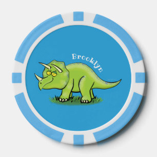 Niedlicher Happy Green Triceratops Dinosaurier Car Pokerchips