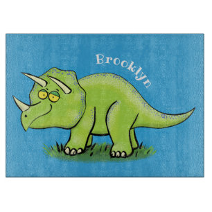 Niedlicher Happy Green Triceratops Dinosaurier Car Schneidebrett