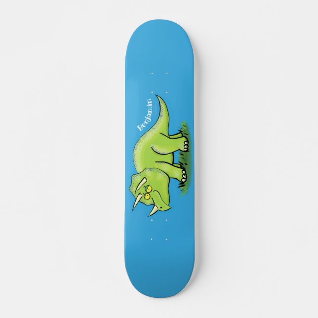 Niedlicher Happy Green Triceratops Dinosaurier Car Skateboard (Vorne)