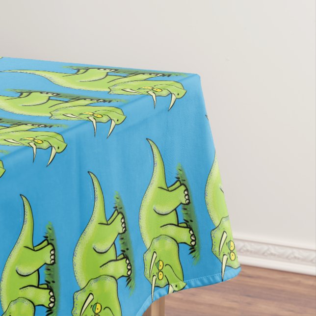 Niedlicher Happy Green Triceratops Dinosaurier Car Tischdecke (Beispiel)