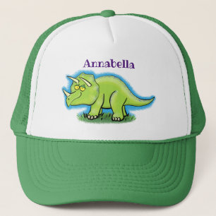 Niedlicher Happy Green Triceratops Dinosaurier Car Truckerkappe