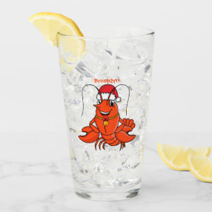 Niedlicher Happy Hummer mit Weihnachtshut Cartoon Glas