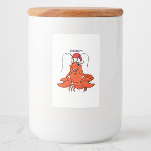 Niedlicher Happy Hummer mit Weihnachtshut Cartoon Lebensmitteletikett