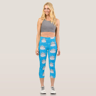 Niedlicher Happy-Kawaii-Delphin-Cartoon Capri Leggings