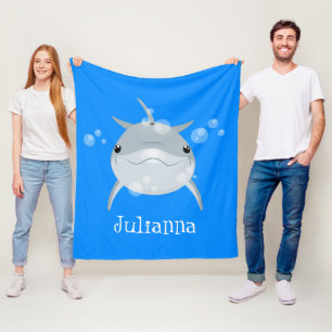 Niedlicher Happy-Kawaii-Delphin-Cartoon Fleecedecke