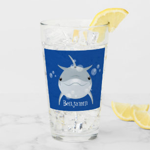 Niedlicher Happy-Kawaii-Delphin-Cartoon Glas