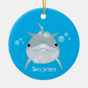 Niedlicher Happy-Kawaii-Delphin-Cartoon Keramik Ornament