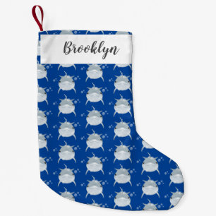 Niedlicher Happy-Kawaii-Delphin-Cartoon Kleiner Weihnachtsstrumpf