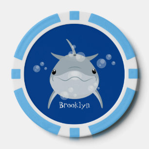 Niedlicher Happy-Kawaii-Delphin-Cartoon Pokerchips