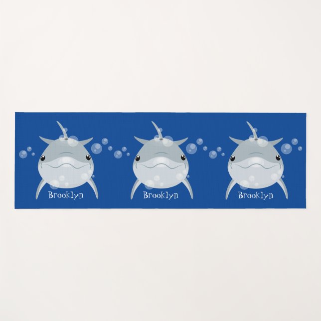 Niedlicher Happy-Kawaii-Delphin-Cartoon Yogamatte (Vorderseite (Horizontal))