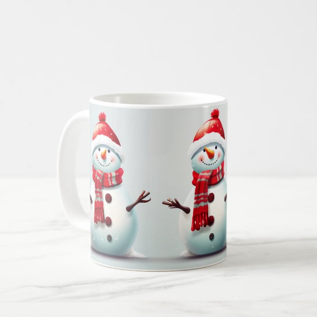 Niedlicher Happy Kids Children Winter Snowman Kaffeetasse (Vorderseite Links)