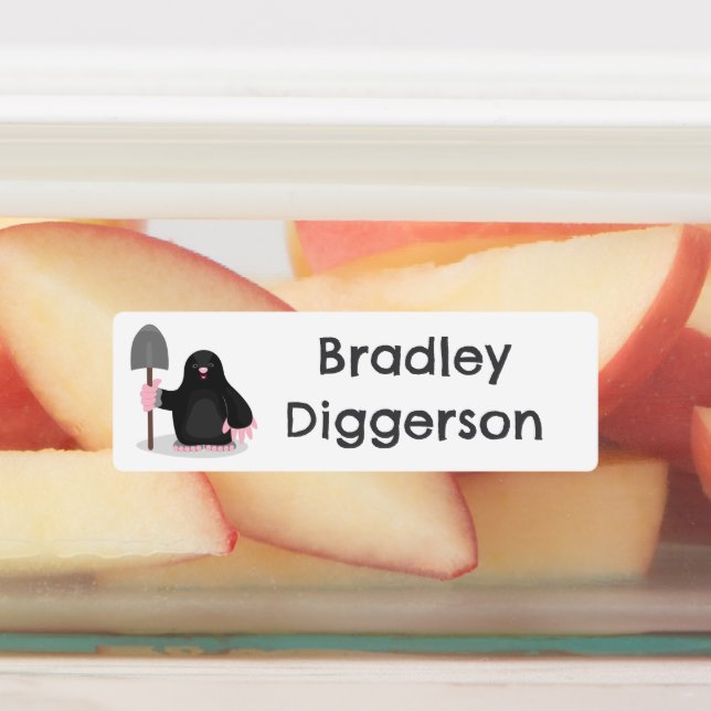 Niedlicher Happy Mole Cartoon personalisiert Etiketten (Befestigt)