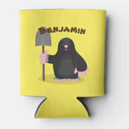 Niedlicher Happy Mole mit Shovel-Cartoon Dosenkühler