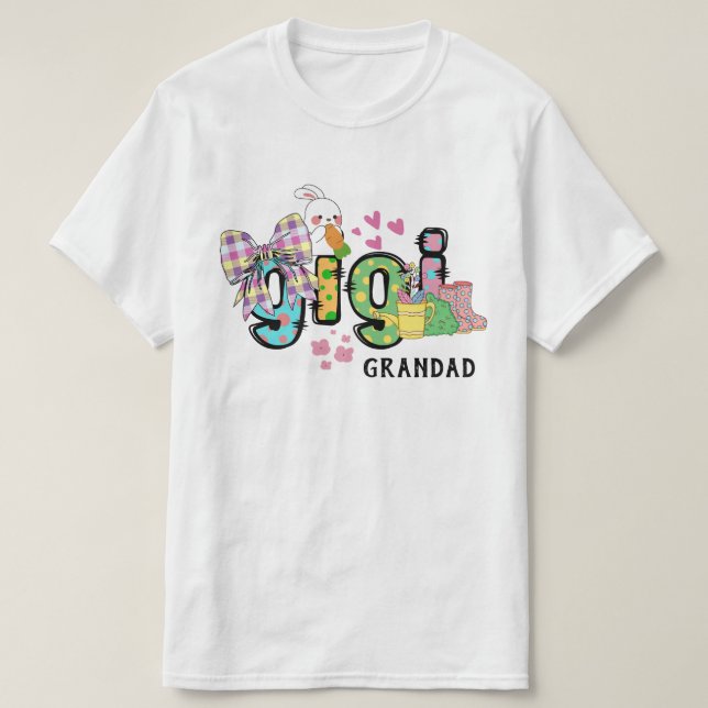 Niedlicher Happy Oaster Gigi Grandad personalisier T-Shirt (Design vorne)