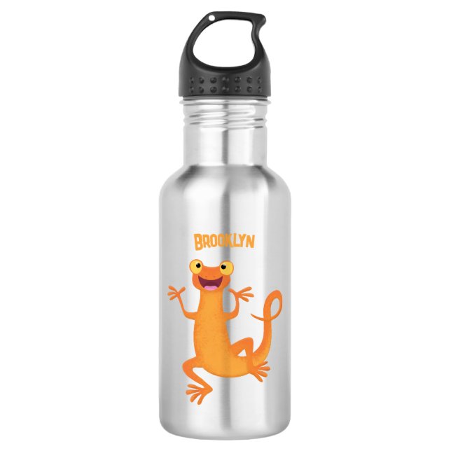 Niedlicher Happy-Orange-Tänzer Edelstahlflasche (Vorderseite)