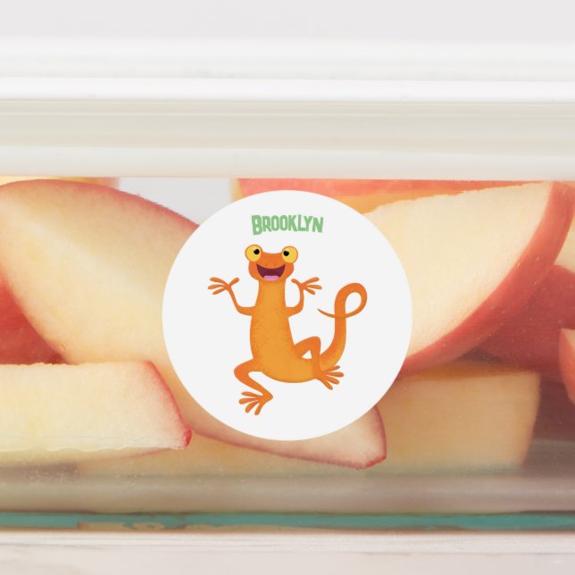 Niedlicher Happy-Orange-Tänzer Etiketten (Befestigt)