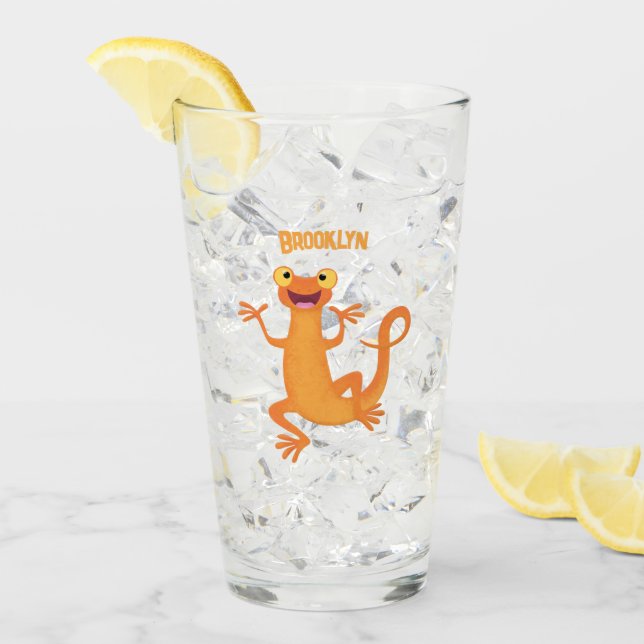 Niedlicher Happy-Orange-Tänzer Glas (Vorderseite Ice)