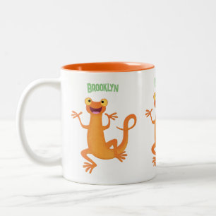 Niedlicher Happy-Orange-Tänzer Zweifarbige Tasse