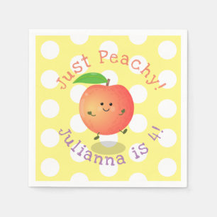 Niedlicher Happy Peach Cartoon personalisiert Gebu Serviette