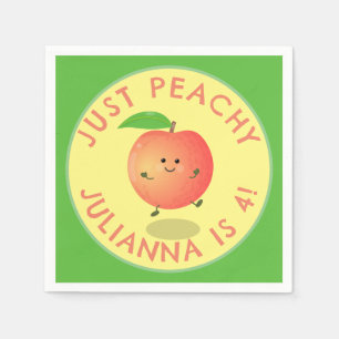 Niedlicher Happy Peach Cartoon personalisiert Gebu Serviette