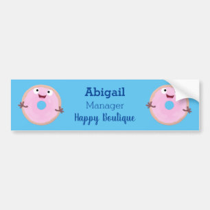 Niedlicher Happy-Pink-Glattleder-Donut-Cartoon Autoaufkleber