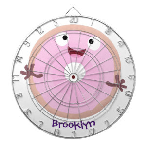 Niedlicher Happy-Pink-Glattleder-Donut-Cartoon Dartscheibe