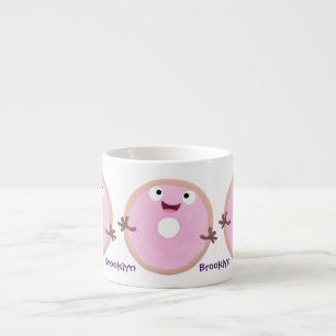 Niedlicher Happy-Pink-Glattleder-Donut-Cartoon Espressotasse