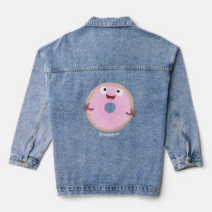 Niedlicher Happy-Pink-Glattleder-Donut-Cartoon Jeansjacke