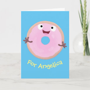 Niedlicher Happy-Pink-Glattleder-Donut-Cartoon Karte