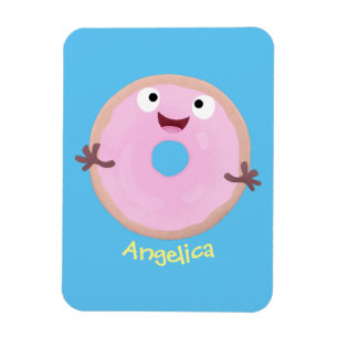Niedlicher Happy-Pink-Glattleder-Donut-Cartoon Magnet