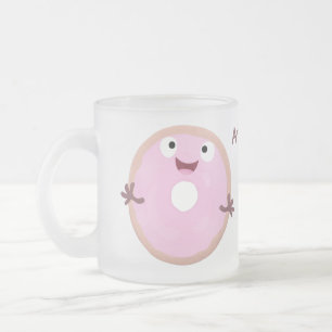 Niedlicher Happy-Pink-Glattleder-Donut-Cartoon Mattglastasse