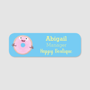 Niedlicher Happy-Pink-Glattleder-Donut-Cartoon Namensschild