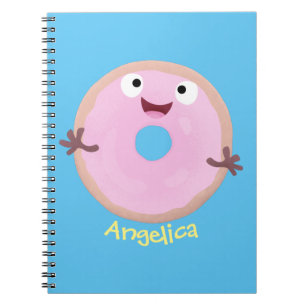 Niedlicher Happy-Pink-Glattleder-Donut-Cartoon Notizblock