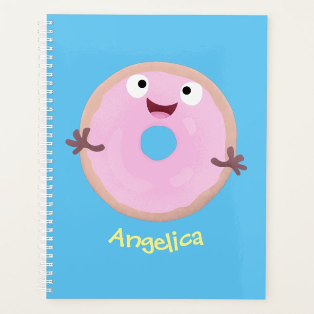 Niedlicher Happy-Pink-Glattleder-Donut-Cartoon Planer (Vorderseite)