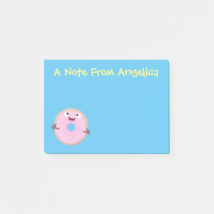 Niedlicher Happy-Pink-Glattleder-Donut-Cartoon Post-it Klebezettel