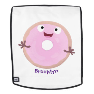 Niedlicher Happy-Pink-Glattleder-Donut-Cartoon Rucksack