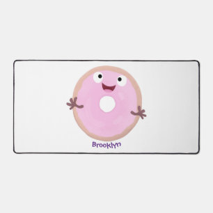 Niedlicher Happy-Pink-Glattleder-Donut-Cartoon Schreibtischunterlage