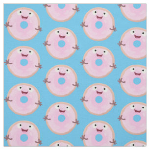 Niedlicher Happy-Pink-Glattleder-Donut-Cartoon Stoff